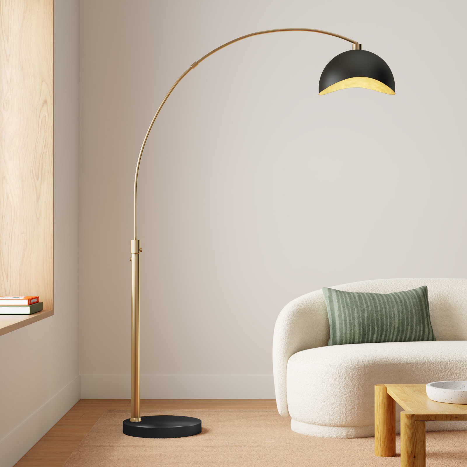 Luna Bella 92" Dimmable Arc Floor Lamp, Black/Gold