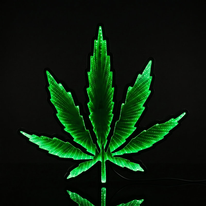 Enseigne murale néon Marijuana Leaf Infinity Mirror