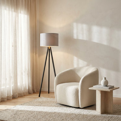 Lampe sur pied géométrique contemporaine Elysian noir/gris