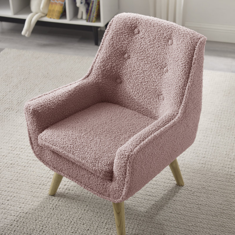 Kids 14.5" Sherpa Chair, Blush