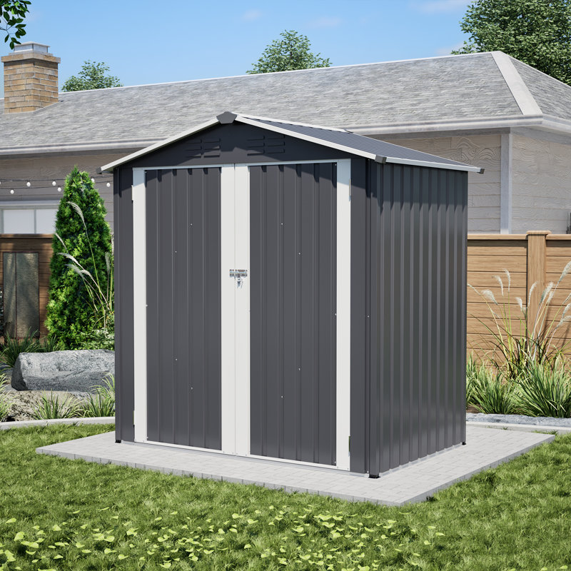 Metal Outdoor Storage Shed 6 X 4 Ft Metal Shed With Lockable Door,Waterproof Garden Tool Shed Storage House For Backyard Patio Lawn,Gray