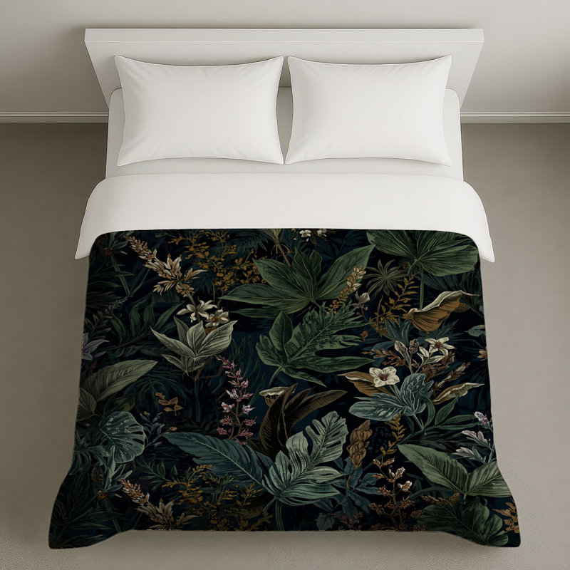 Tropical Foliage Pattern Duvet Covers, Queen