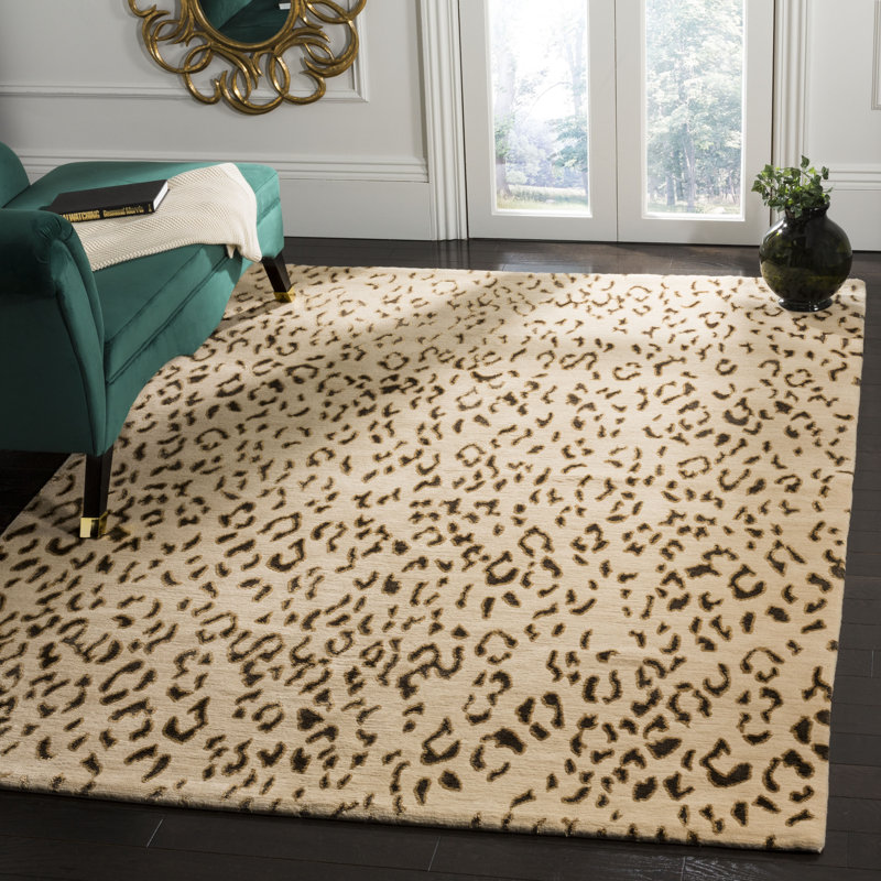Tapis brun noué à la main 100 / S / H Bruner, Rectangle 6 pi x 9 pi