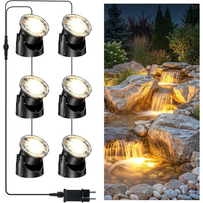 Ensemble de 6 lumières à DEL submersible pour petit étang avec minuterie