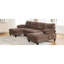 Chenille brune en forme de U avec deux chaises longues, des poches de rangement et des coussins pour les accoudoirs pour une atmosphère confortable. Tissu en chenille de 103,5 po avec coussins-1175494896