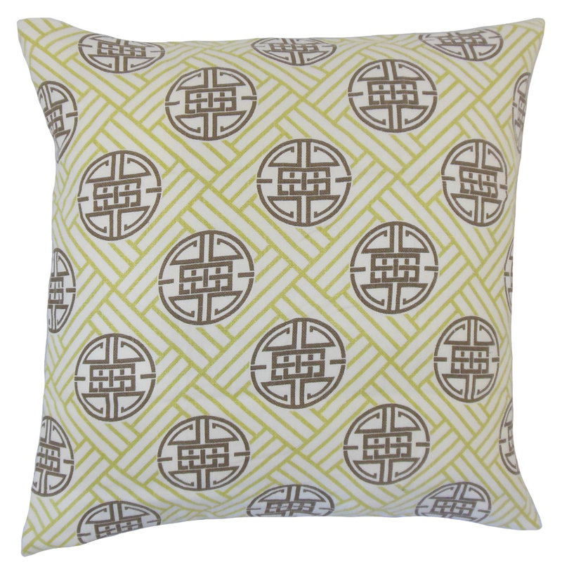 Coussin décoratif en lin Gambhiri, Lime, 20 po x 20 po, Polyester/ Bourre en polyester