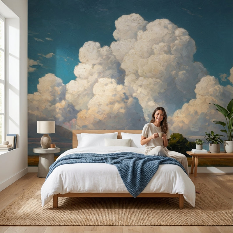 Papier peint nuages et nuages, Texturé non collé, 200 po x 120 po