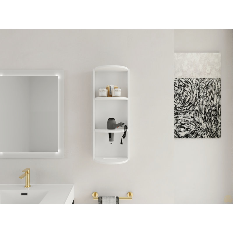 Support de rangement mural 12 po pour salle de bain, Blanc lustré