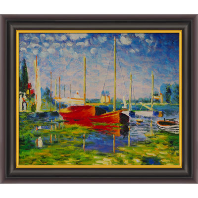 "Bateaux rouges à Argenteuil" par Claude Monet, reproduction d'art sur toile