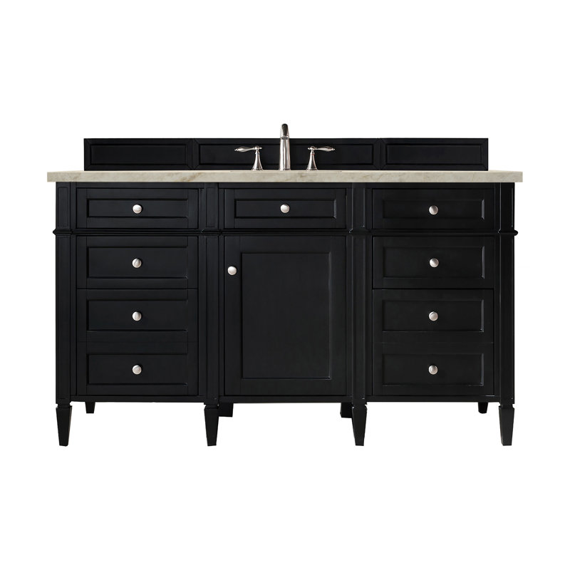 Meuble-lavabo simple 60 po Dussault, Noir onyx, 8 po, Tajnar