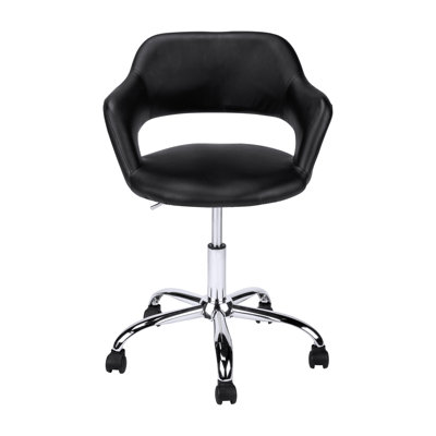 Fauteuil de bureau ergonomique avec hauteur réglable, fonction pivotante et support lombaire - Fauteuil de direction noir en similicuir avec base chromée et accoudoirs rembourrés
