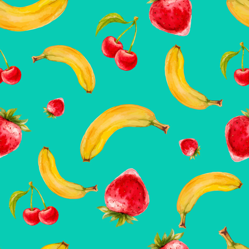 Lois Fruit Watercolor Pattern by Pleshko74 - Wrapped Canvas Print, 30cm H x 30cm W x 3.8cm D