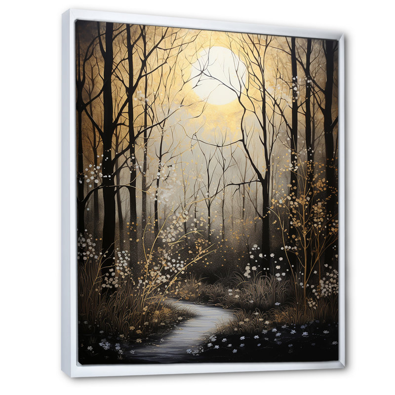 «Forest Tree Monochrone Moonlit Shadows II», reproduction d'art sur toile traditionnelle, H 32 po x l 16 po x P 1 po