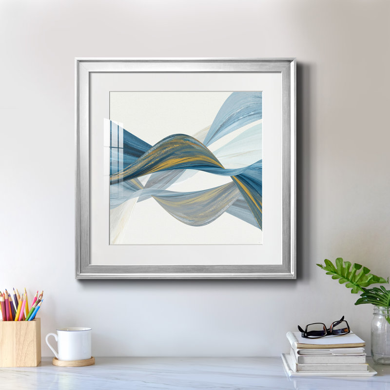 Changing Currents I - Single Picture Frame Graphic Art, Silver Framed Paper, 22.5" H x 22.5" W x 1.5" D