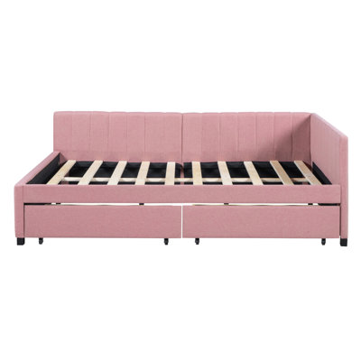 Full Size Upholstered Daybed With 2 Storage Drawers Sofa Bed Frame No Box Spring Needed, Linen Fabric -  STYLISH, OKKK612-LP000172AAH