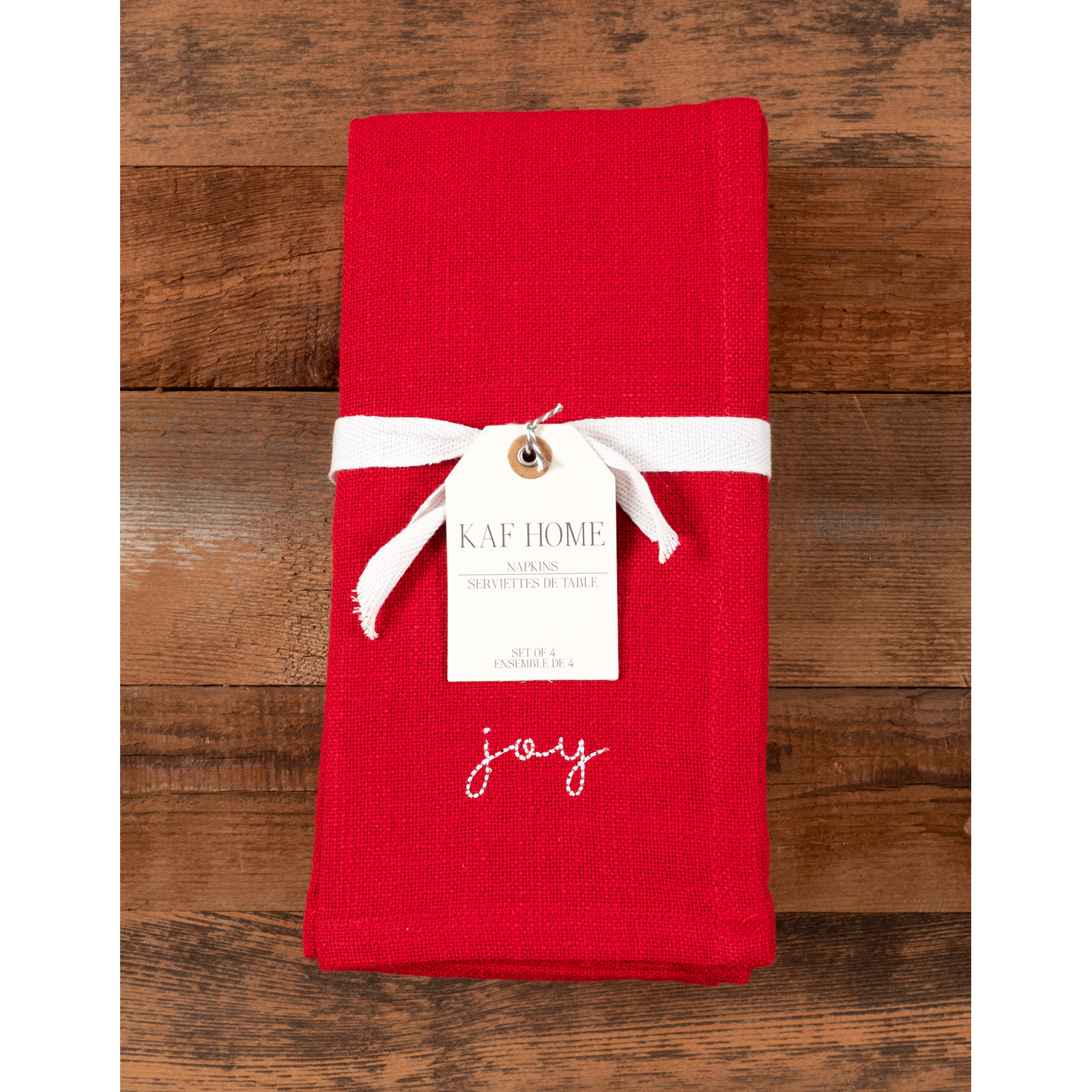 Muriel Napkins, Holiday Red Embroidered Monaco