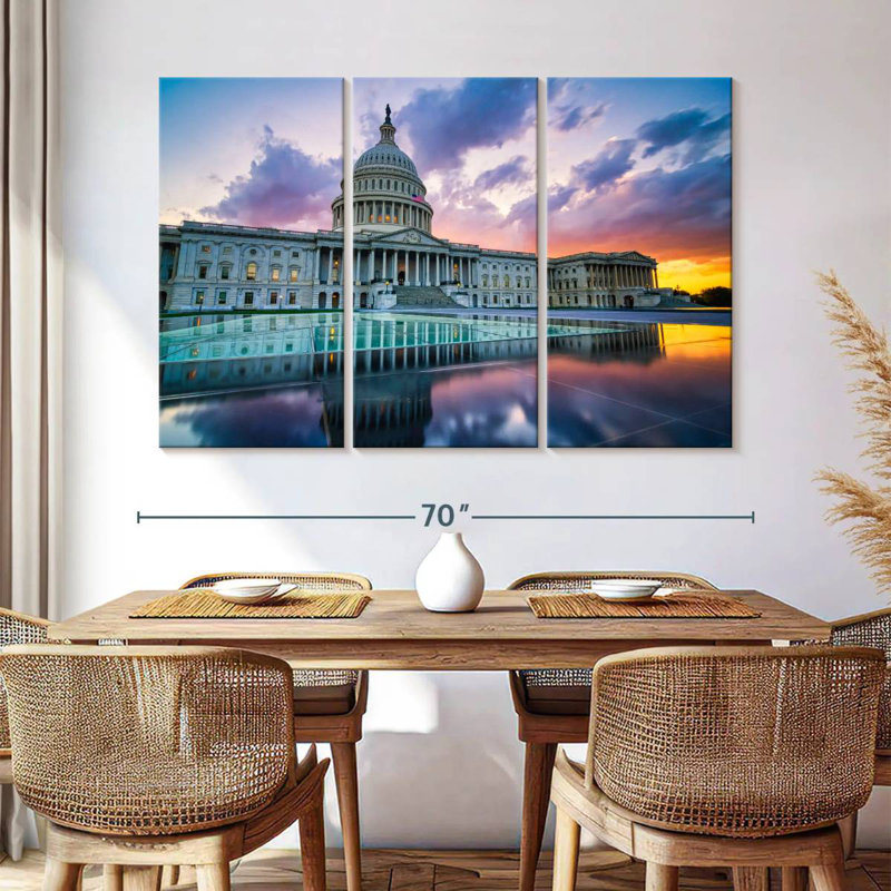 Lilie US Capitol Sunset Reflection, 42" H x 65" W