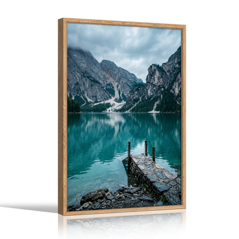 Ensemble de 1 tableau sur toile représentant un lac de montagne, H 48 po x l 36 po, Natural