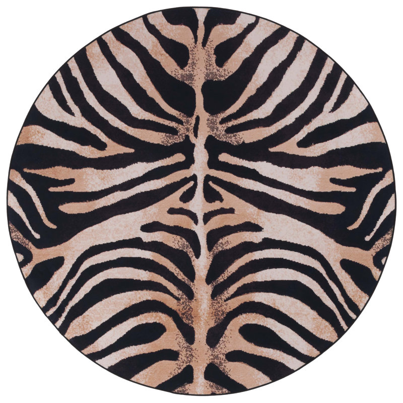 Tapis à imprimé animal lavable à la machine, Rond 6 pi