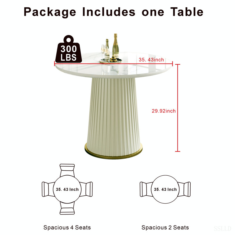 Table de salle à manger Modern, H 29,92 po x l 35,43 po x P 35,43 po