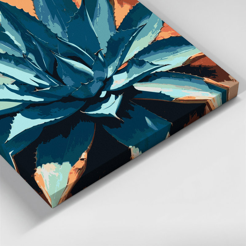 «Southwestern Plants Agave Plant 146», art mural sur toile grise, H 16 po x l 20 po