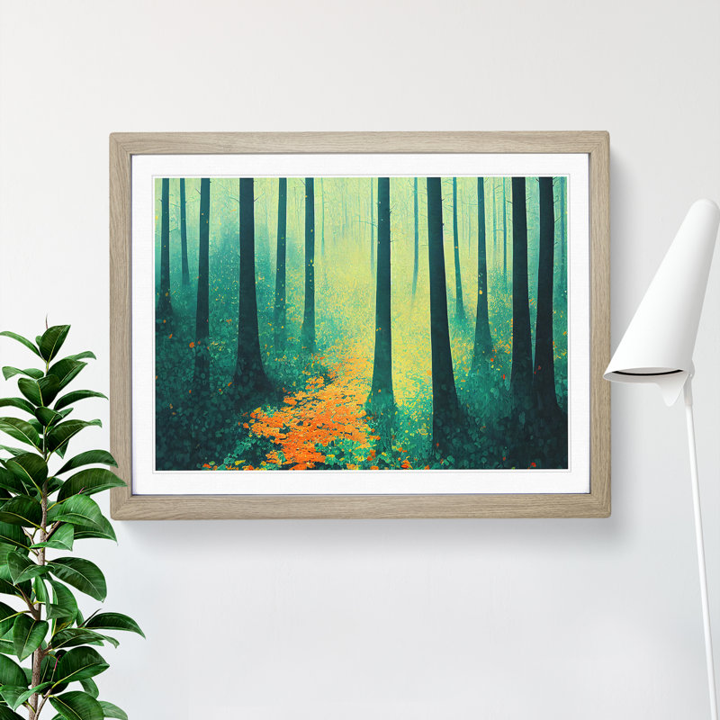 Summer Forest Path Vol.2 - Single Picture Frame Print, 46cm H x 64cm W x 2cm D, Oak Framed