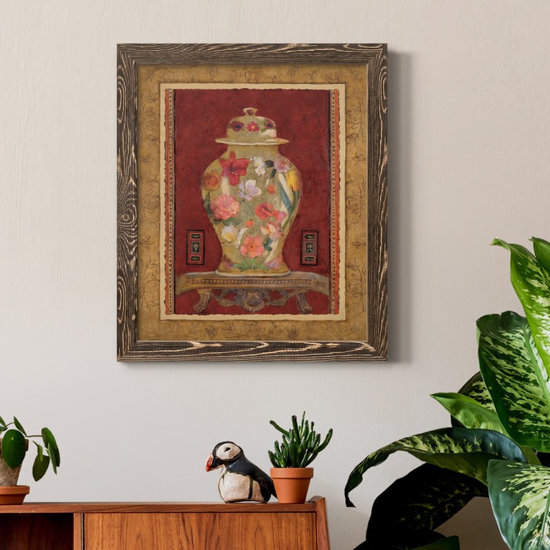 Peinture romantique sur toile I, H 20 po x l 17 po x P 1,5 po, Encadré de bois de noyer