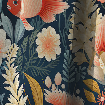 Motif tropical I à motif de crêtes de corail - Rideau à motif floral - 1 panneau