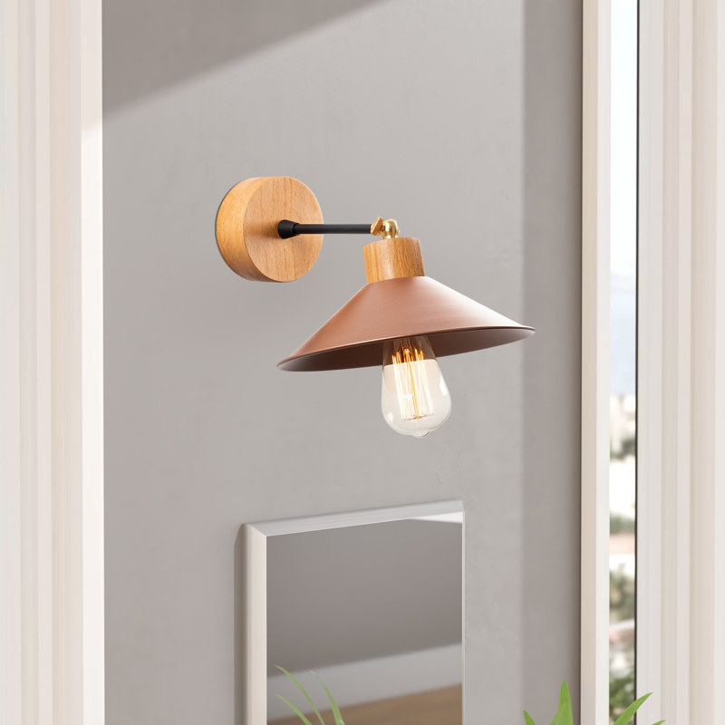 Modern Wall Lamp, Iron Body with Hornbeam Base, 9.4 in Diameter x 7.9 in Height | E27 Socket, Max 40W | Stylish & Functional Lighting for Home Decor | IP20 Rated, Perfect for Living Room, Bedroom, or Office Spaces