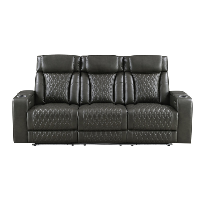 Canapé en cuir synthétique gris foncé Taddeo