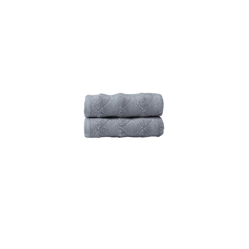 Ensemble de deux essuie-mains géométriques en coton turc gris clair 16 po x 30 po