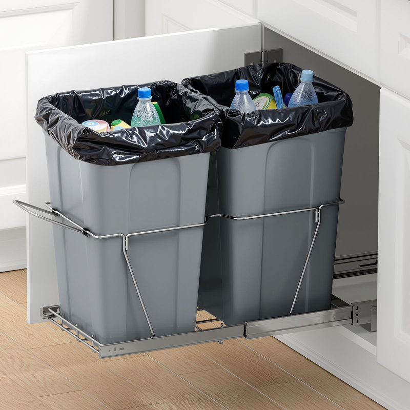 Double poubelle escamotable 27QTx2, 13,5 gallons