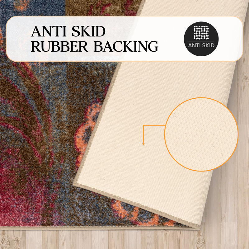 Bromborough Damask Scroll Medallion Color Block 100% Nylon Indoor Area Rug, Rectangle 2' x 3'
