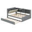 Structure de lit de jour double en bois avec rangement, lit plateforme moderne avec lit gigogne et tête de lit rabattable et tablettes, lit double avec tête de lit tapissier et rangement, aucun sommier tapissier nécessaire-1737998167