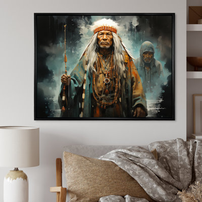 Keiveon Native Art Shamans Portrait I Framed On Canvas Print