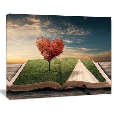 «Amazing Heart Tree and Book», impression sur toile tendue