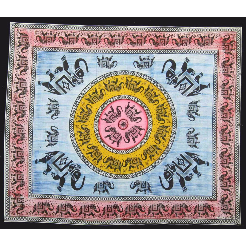 100% Cotton Tablecloth, Yellow Pink, 84" H x 94" W
