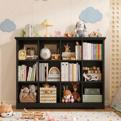 Bibliothèque à 12 cubes, organisateur de rangement l 50 po x H 41 po avec ports de chargement et anti-basculement