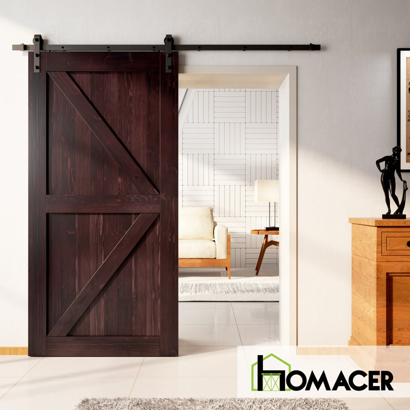 84 po de hauteur 5-en-1 Design acajou rouge massif couleur bois de pin fini / non assemblé une porte seulement, 60 po x 84 po