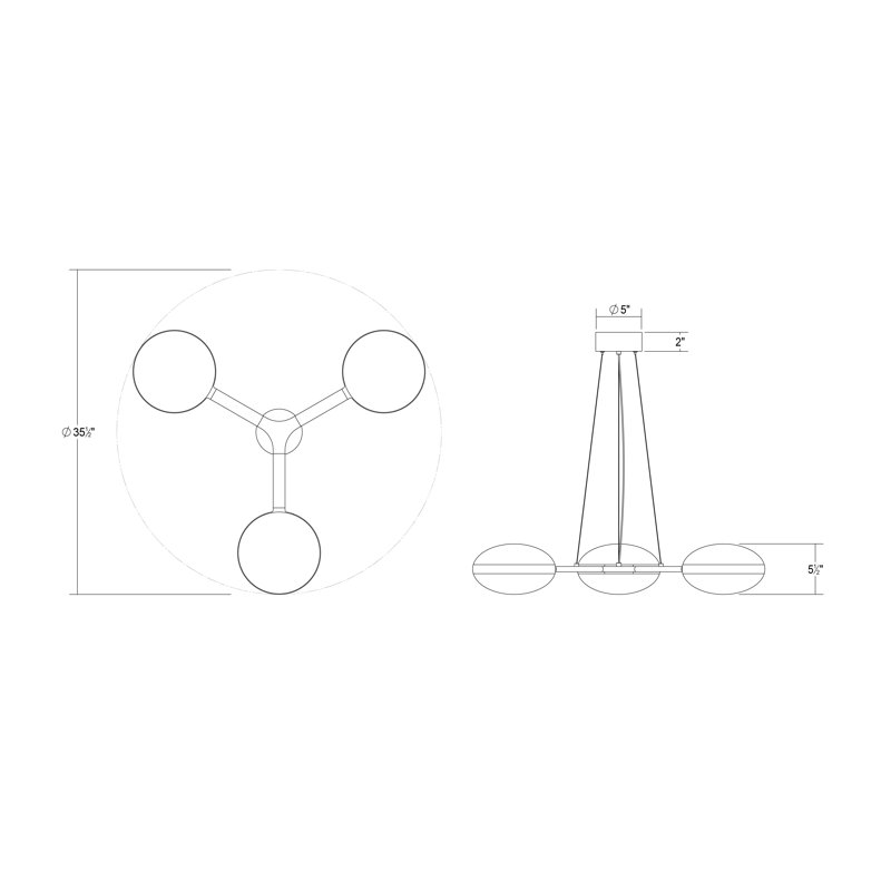 Pillow 3 - Light LED Shaded Pendant, Gold