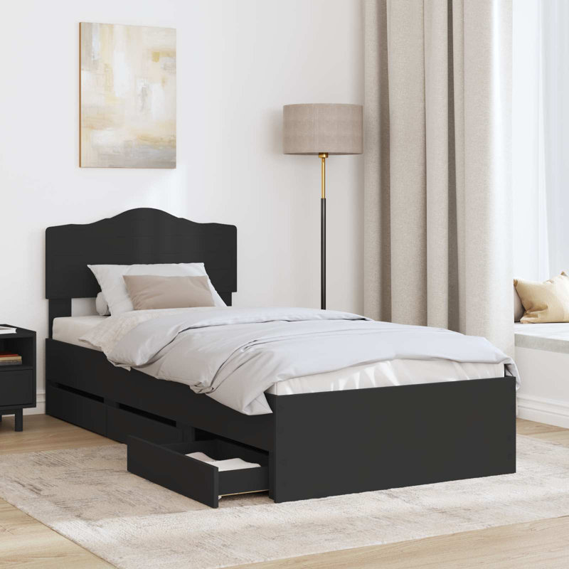 Bed, Black, European Single (90 x 200 cm)