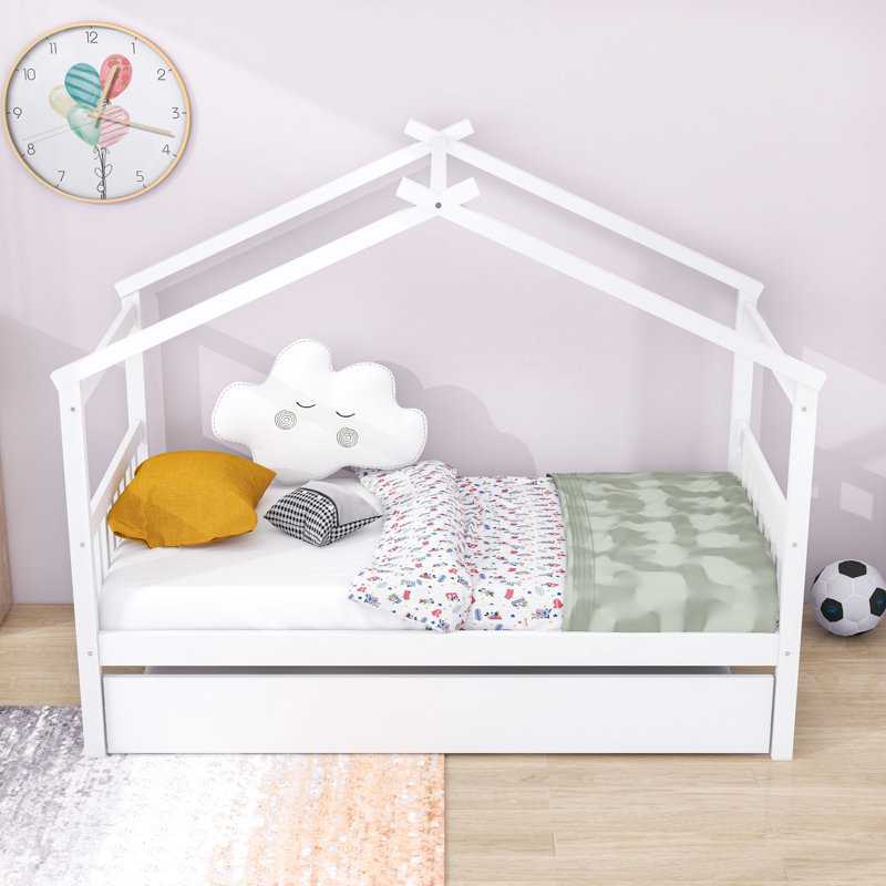 Lit plateforme avec couchette simple Prana, Blanc, Simple