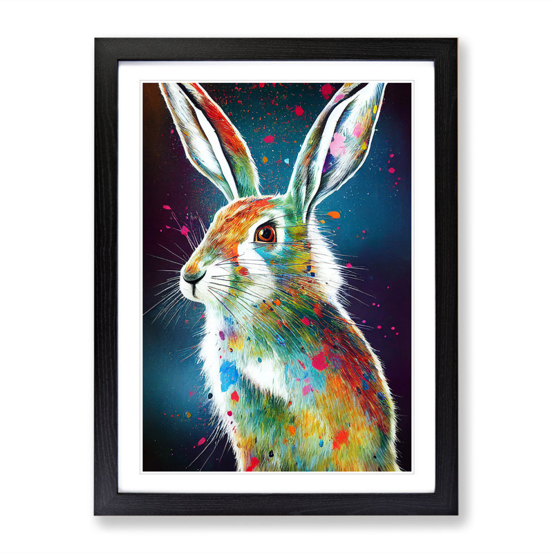 Hare No.4 Abstract - Single Picture Frame Painting, Black, 64cm H x 46cm W x 2cm D