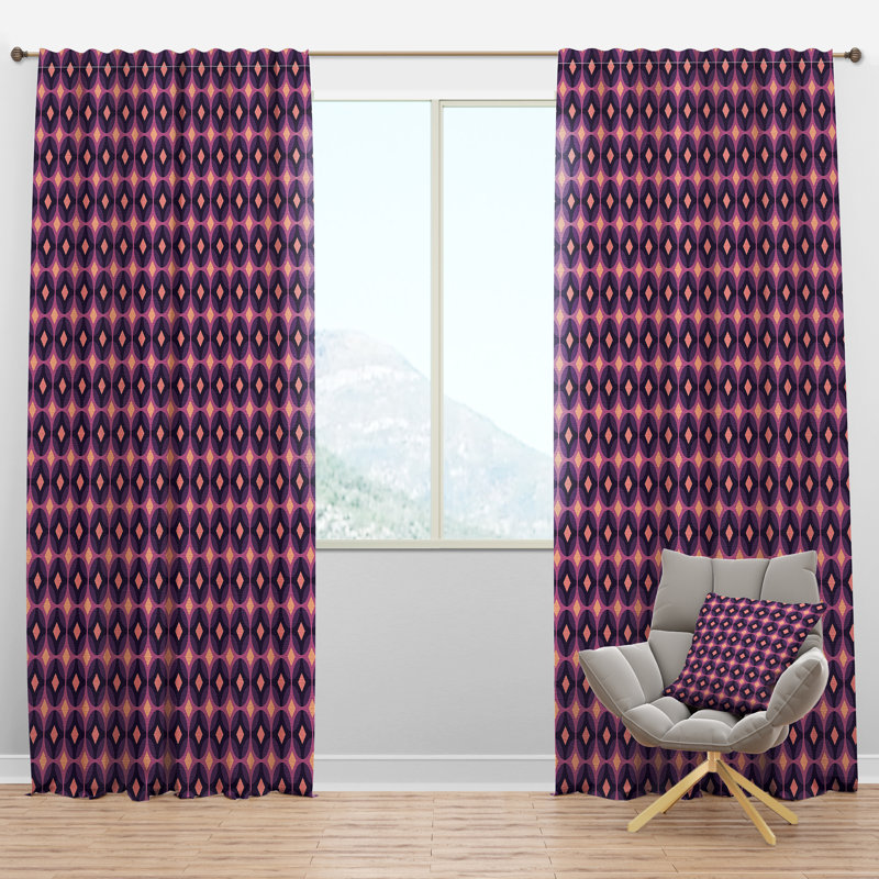 Panneau de rideau simple semi-diaphane avec passe-tringle Mid-Century, l 52 po x L 120 po