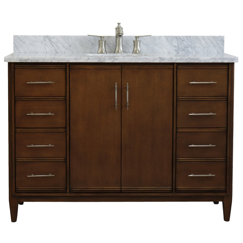 Cherelle 49'' Single Bathroom Vanity with Top, White Carrara