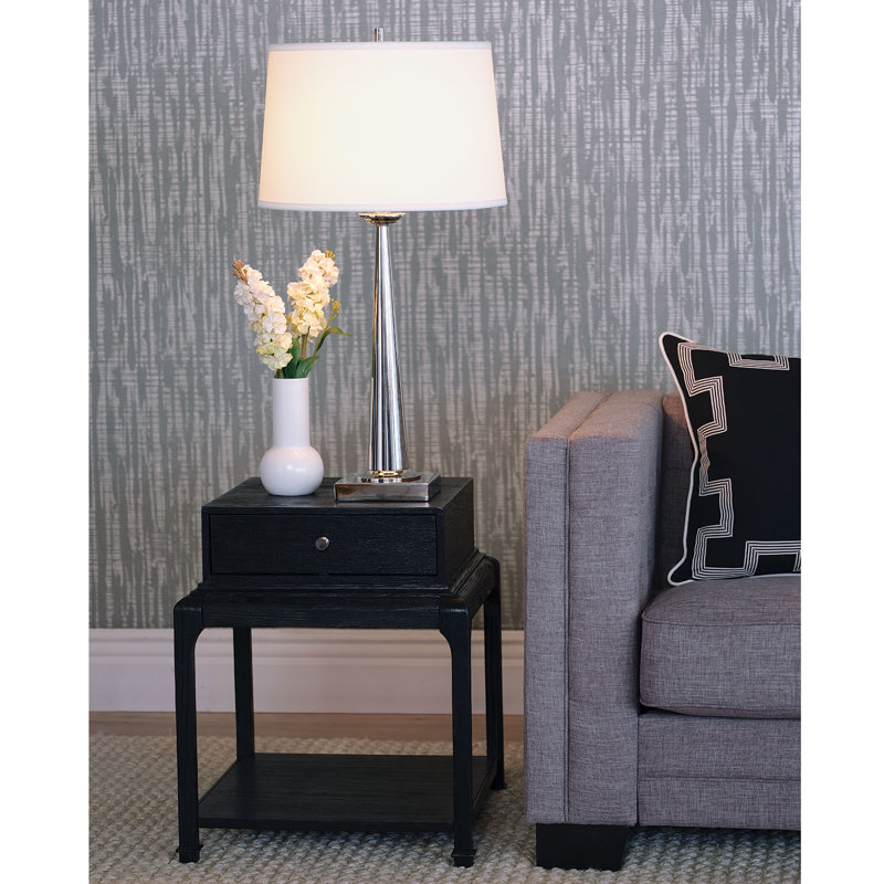 Toronto Table Lamp, Nickel/Off White, 33" H x 16" W 16" D