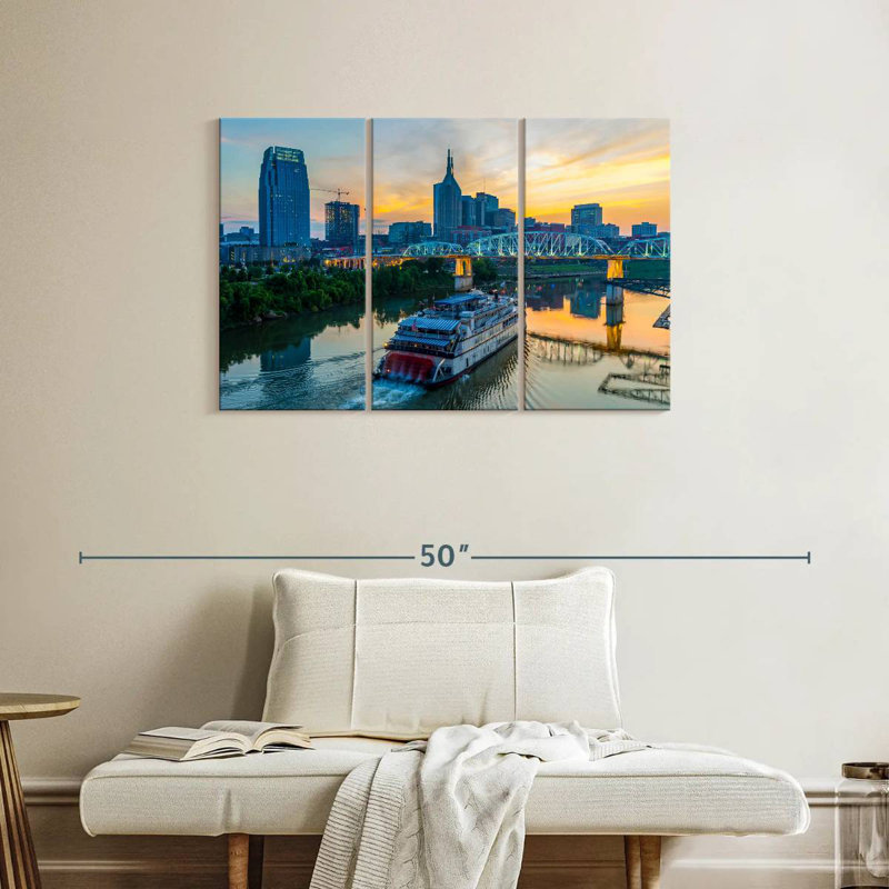 Sebbie Nashville Skyline au coucher du soleil, H 24 po x l 38 po