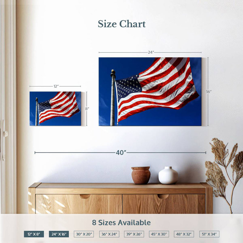 Borges Windblown American Flag, 16" H x 24" W