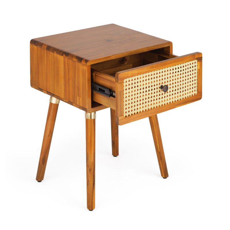 Table de chevet en bois massif Beiro, Caramel