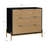 3-Drawer Rattan Dresser with Metal Legs, Black/Gold-495906041